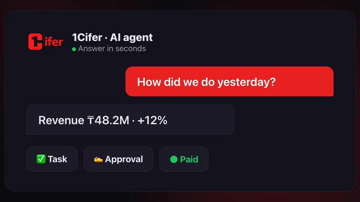 A leader runs the company through an AI agent: summary, tasks and approvals in one window